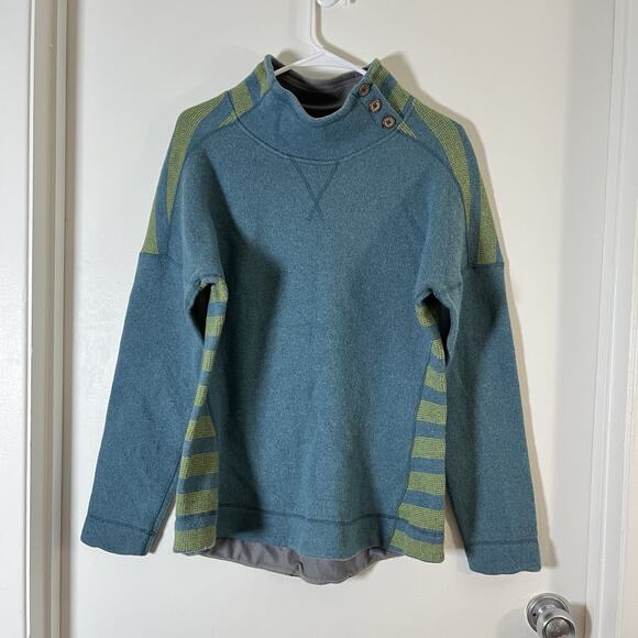 Marmot Pullover Sweater Womens Size L Green Wool Blend Warm Mock Neck - Picture 2 of 9